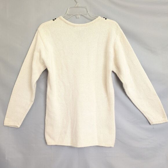 I.B. Diffusion Sweater VTG Size M Silk Angora Lambswool Rosettes Beads 80s - Picture 6 of 14